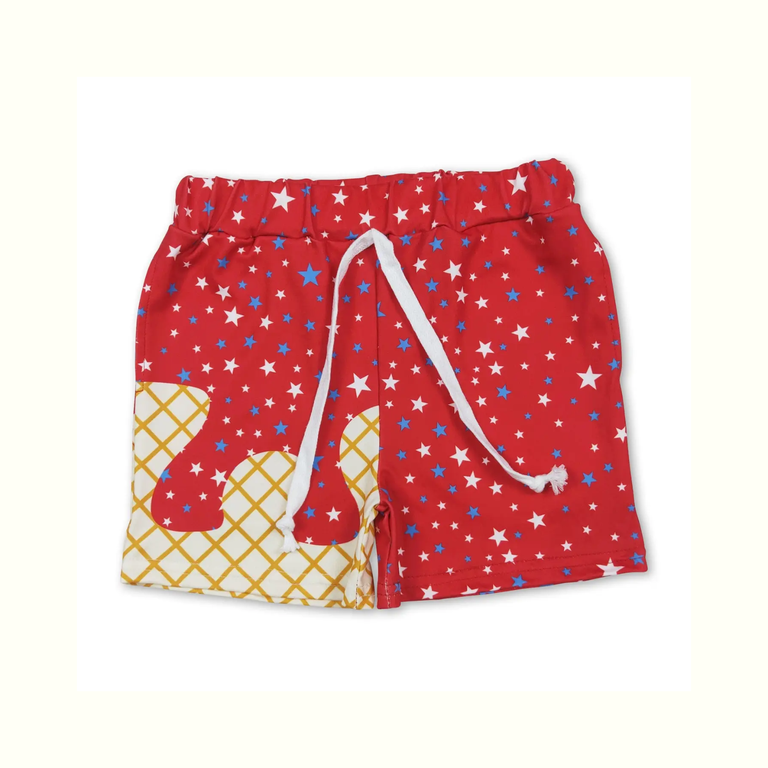 Drippy Red Stars Youth Boys 5” Pocketed Shorts
