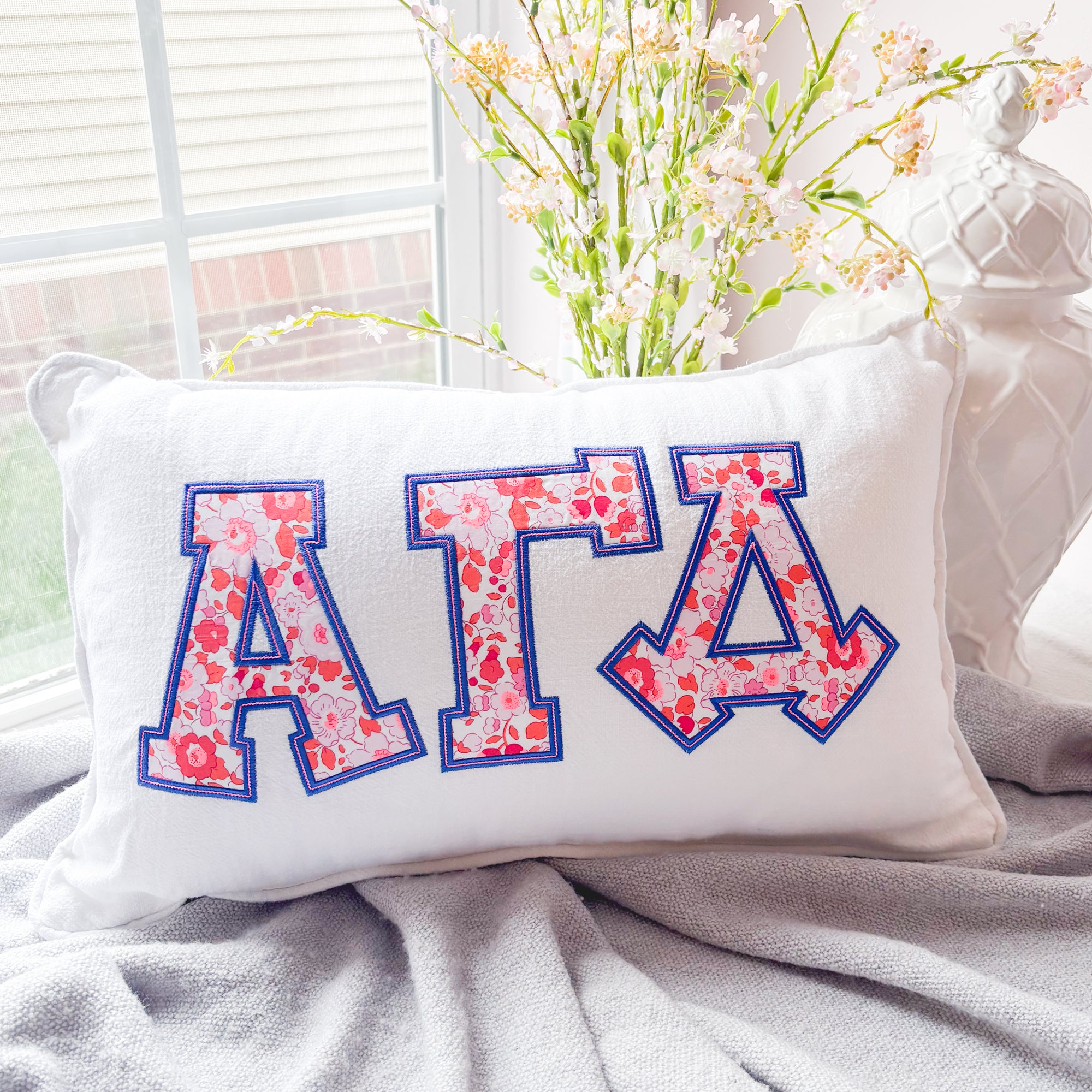 Betsy Royal Neon Floral Greek Applique Pillow