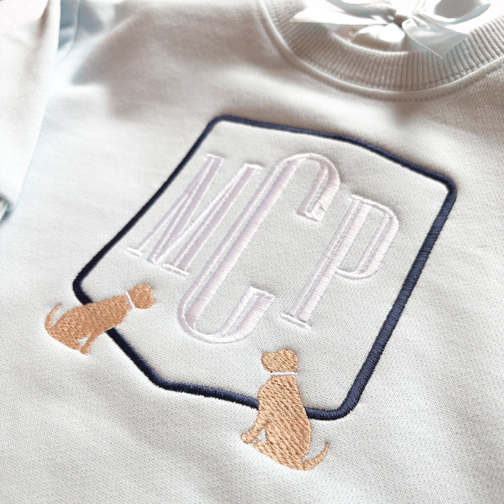 Doggy Crest Blue Sweatshirt Bubble