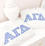 Betsy Blue Ash Gray Greek Applique Sweatshirt