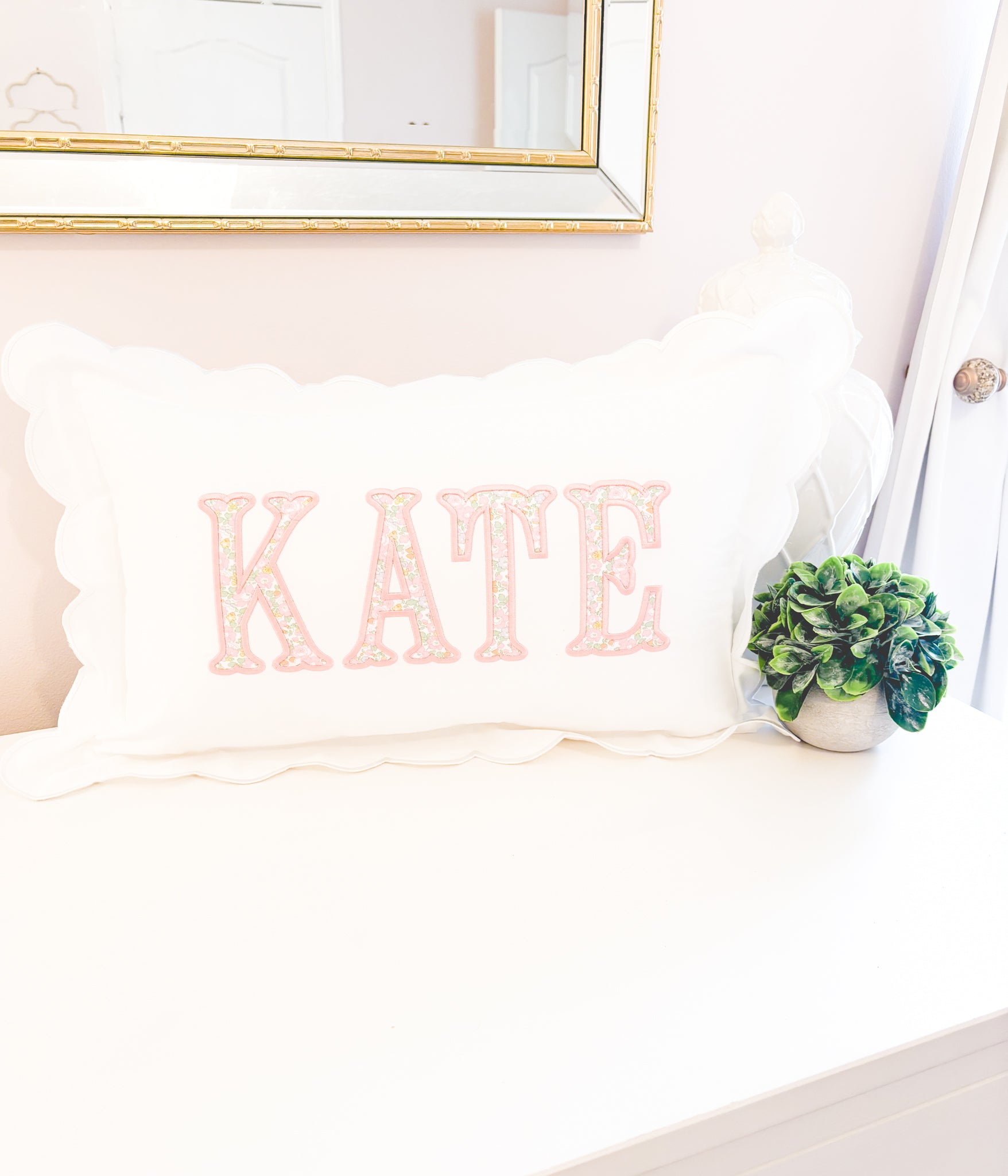 The Kate Scalloped Applique Pillow