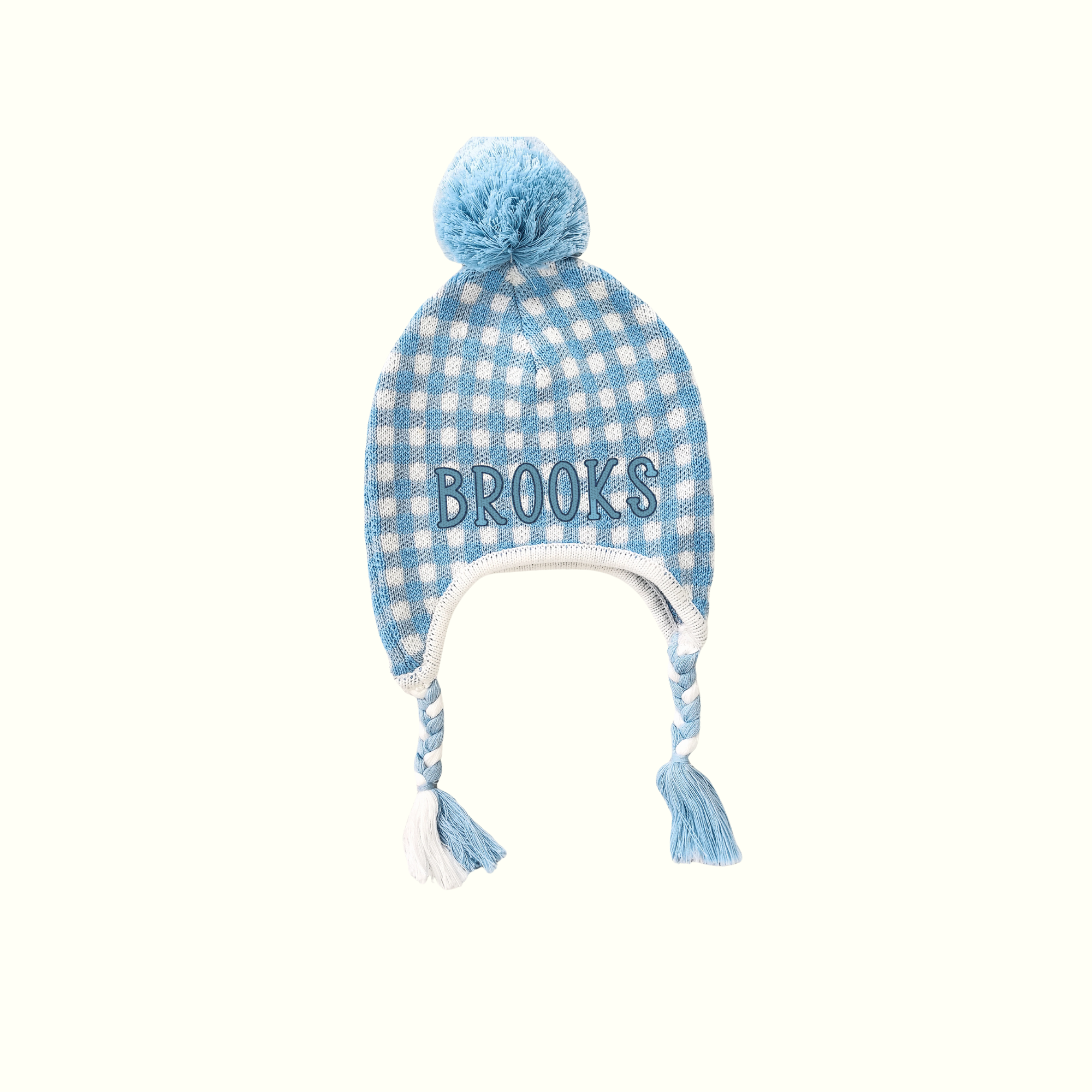 Gingham Blue Knit Hat