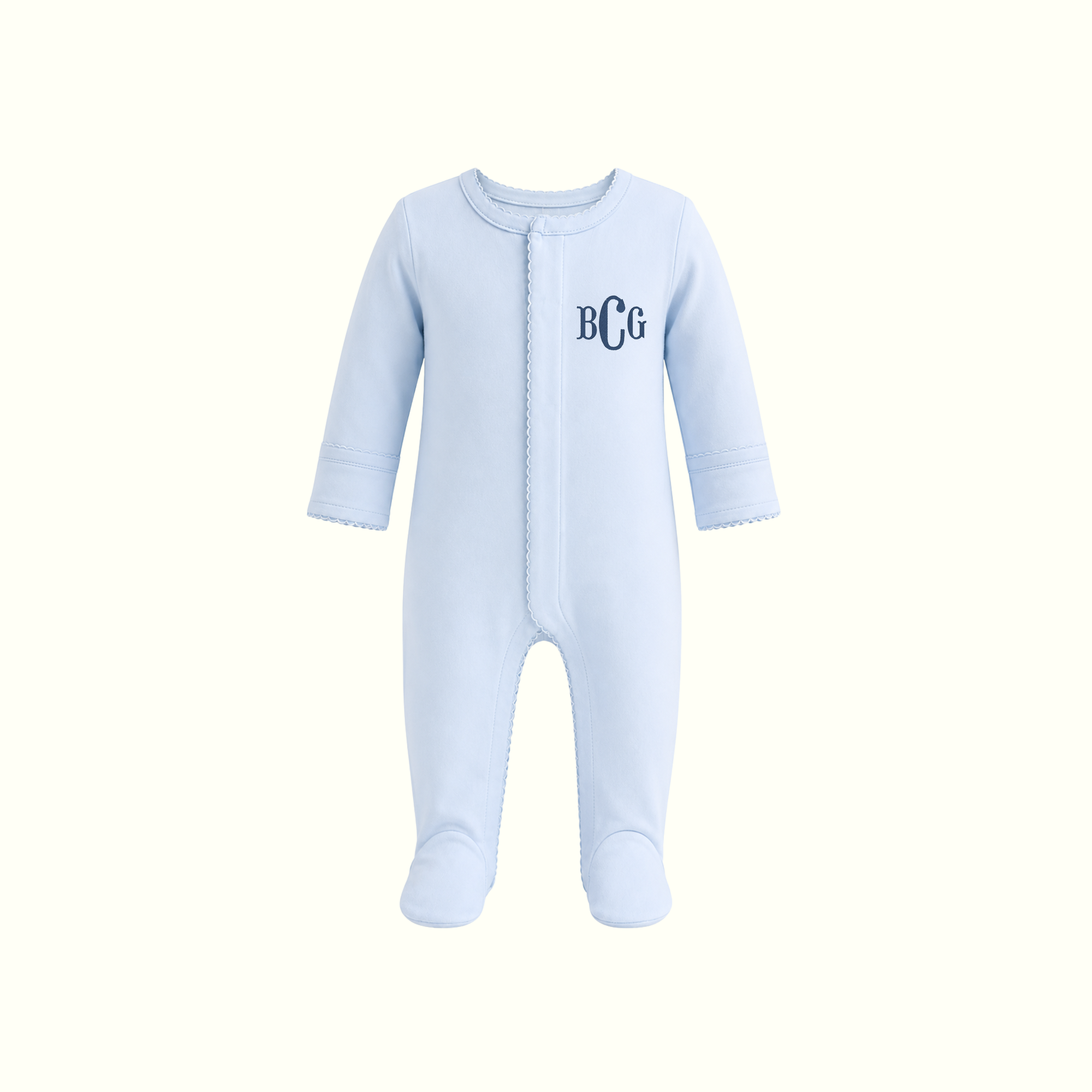 BCG Blue Picot Trim Footie