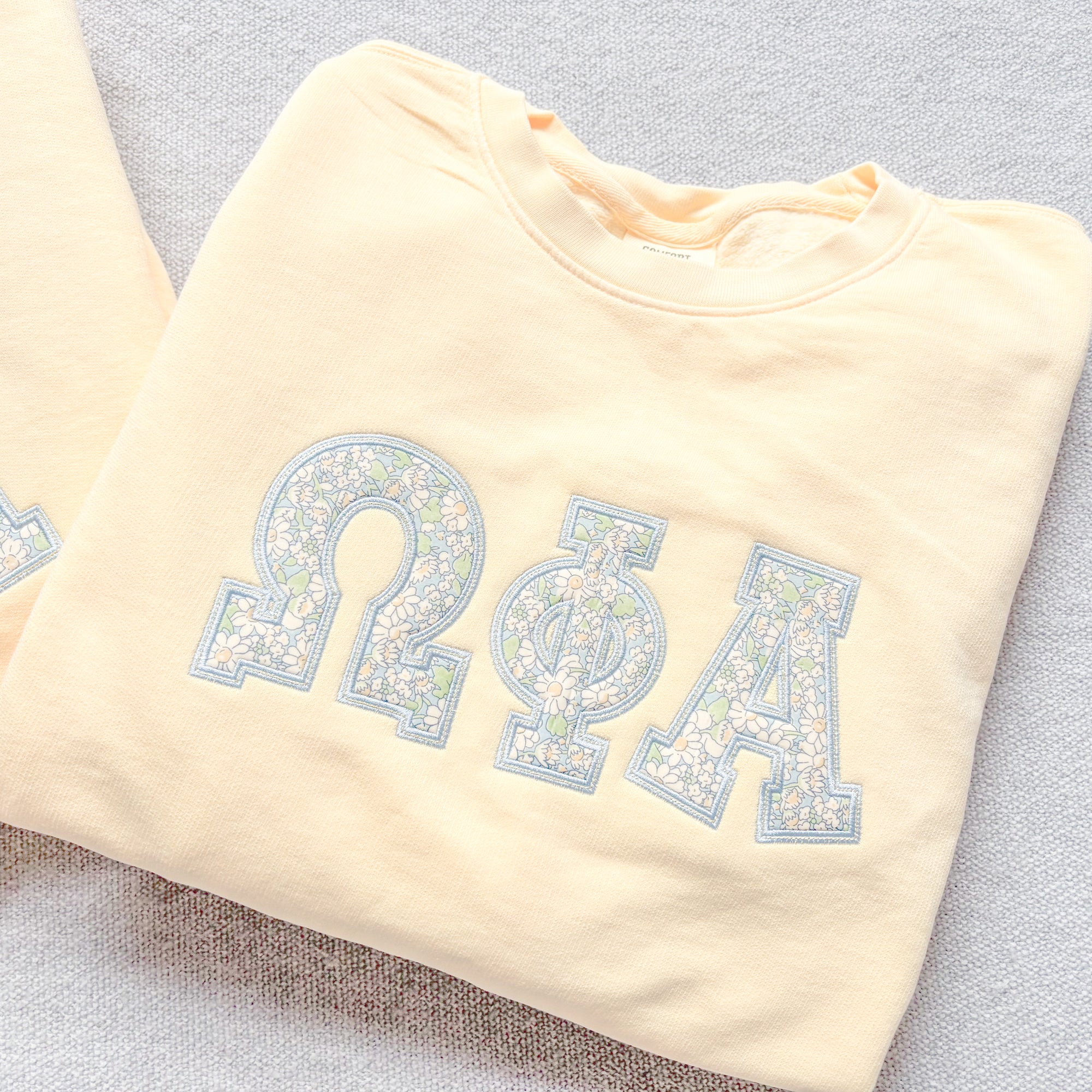 Butter & Blue Daisy Greek Applique Sweatshirt