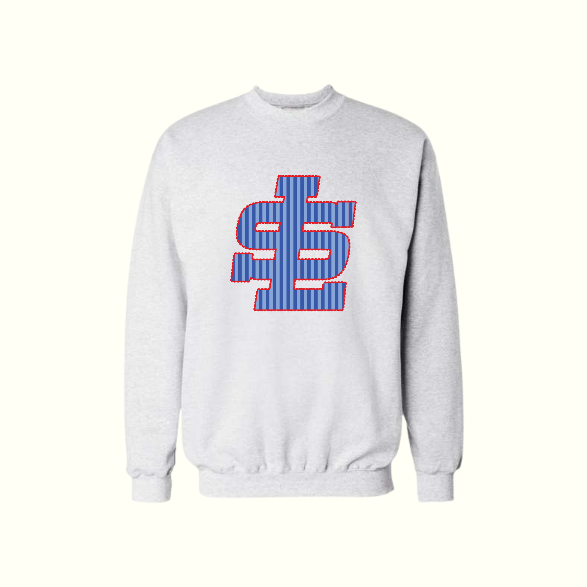 Scalloped Stripes SLYB Crewneck - Ash Gray
