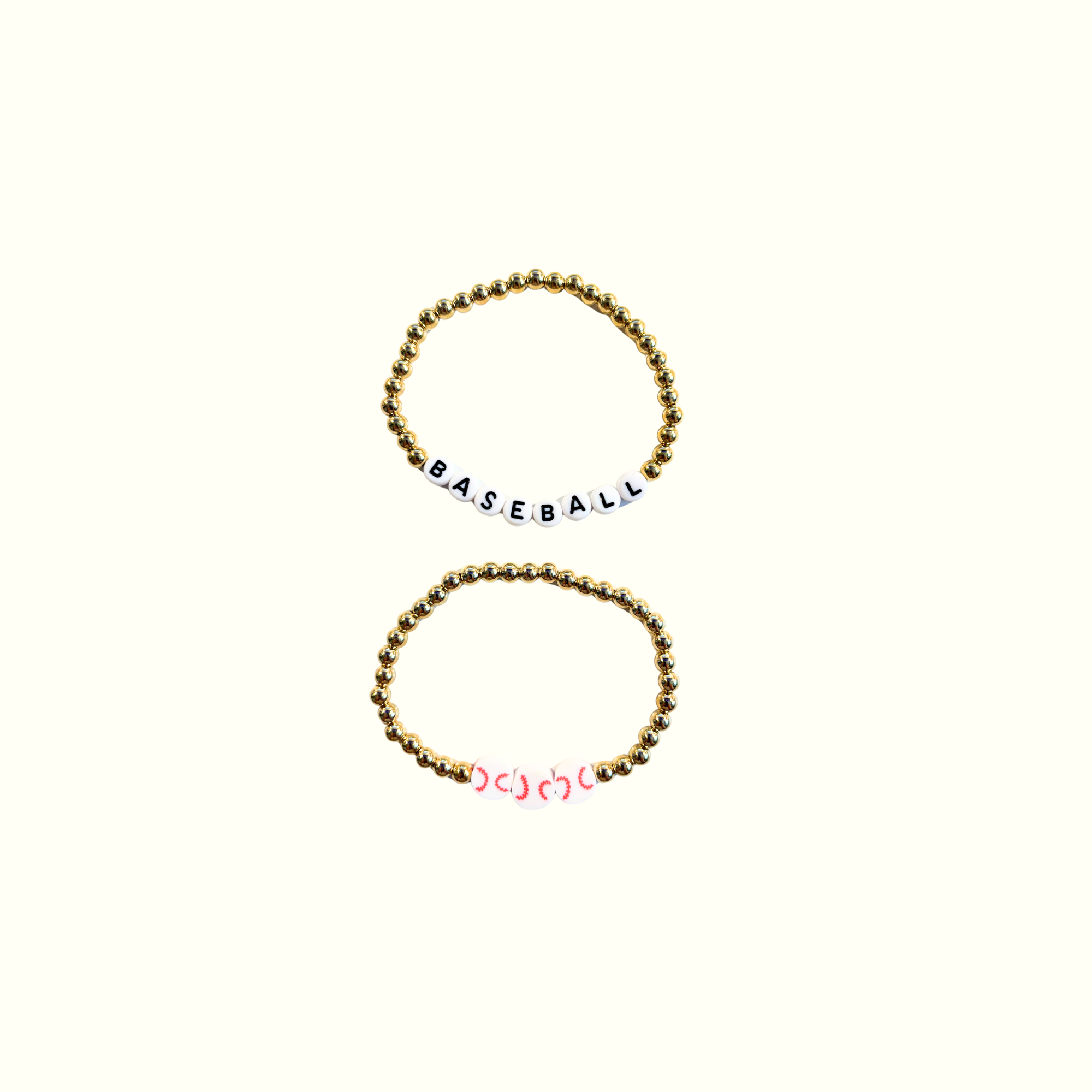 Baseball Duo Gold Bead Bracelets