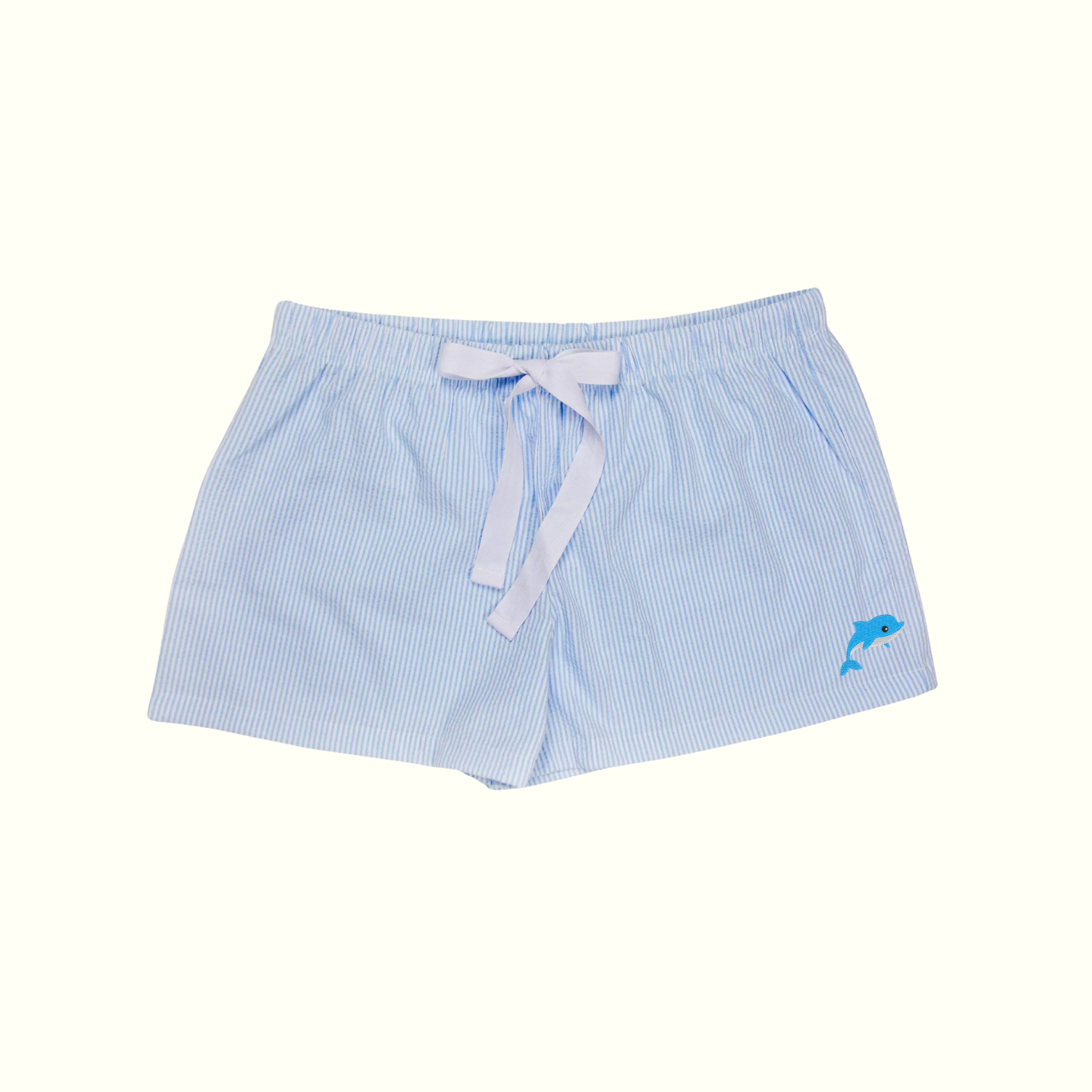 Embroidered Dolphin Seersucker Lounge Shorts