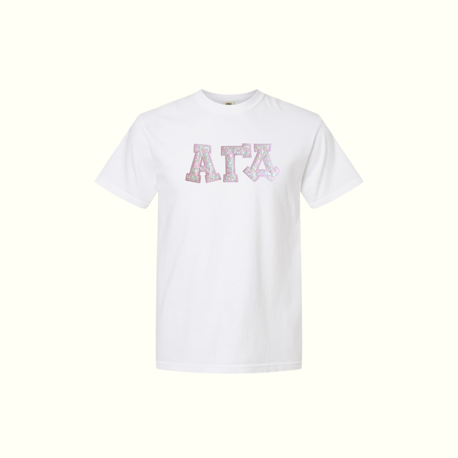 Betsy Pastel Greek Applique White Tee