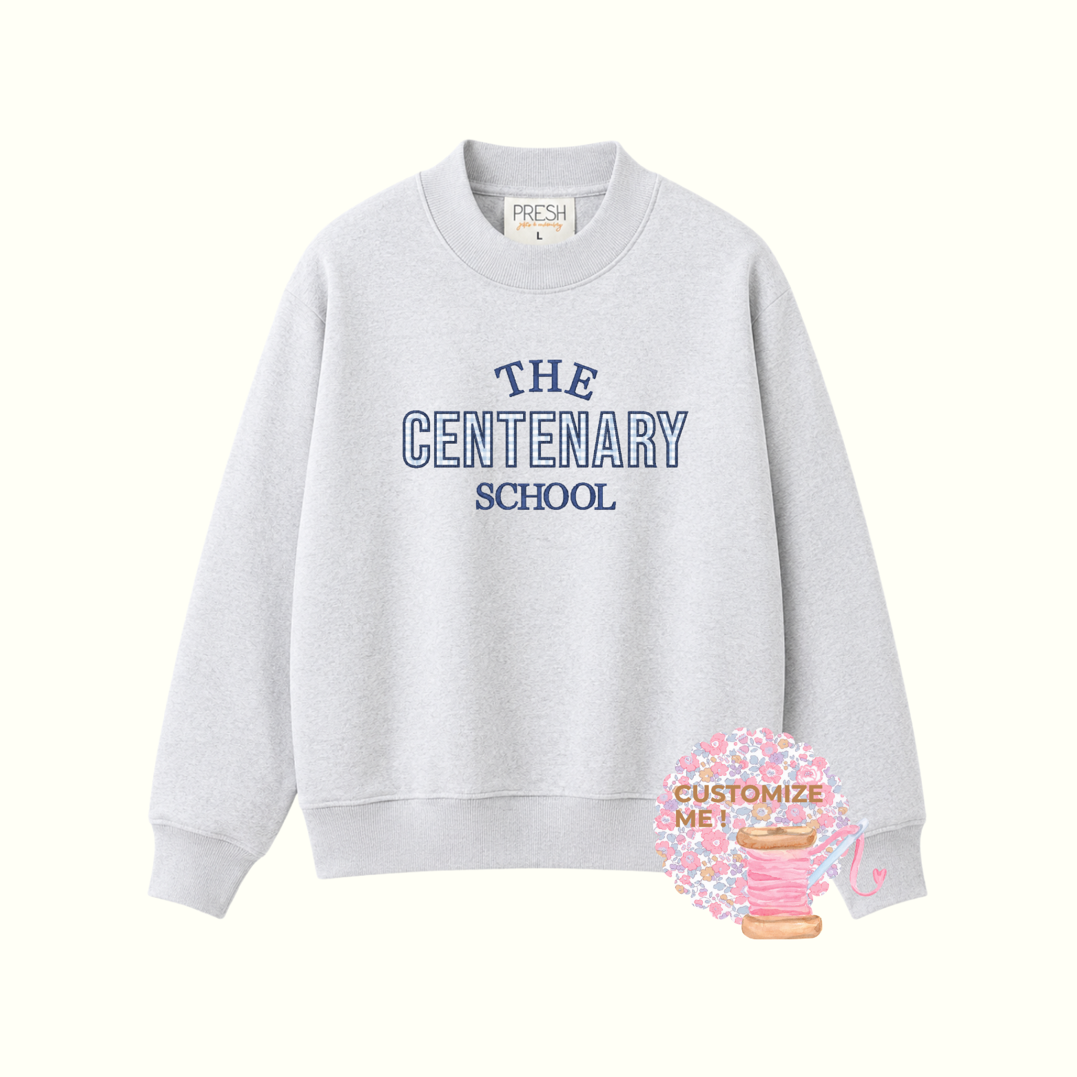The Centenary School Gray Mock Neck - Customizable!