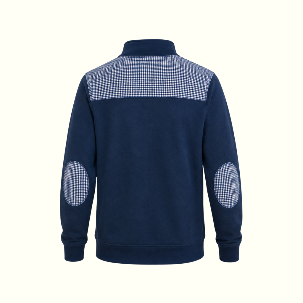 Unisex TCS Navy Gingham Quarter Zip Pullover