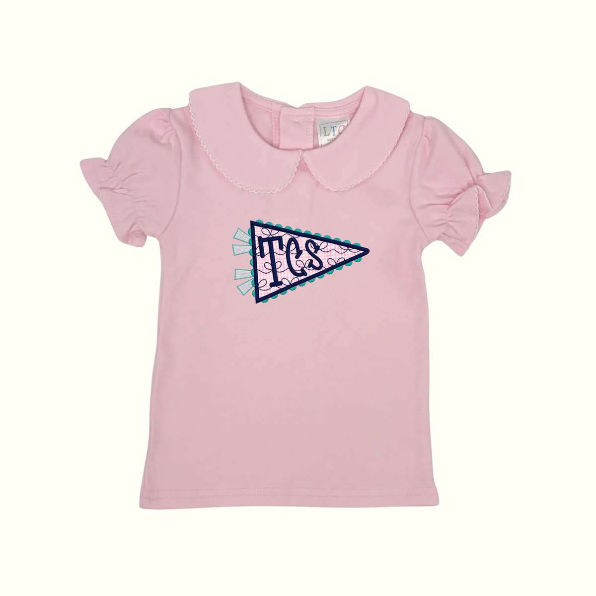 TCS Baby/Toddler Pink Peter Pan Collared Applique Shirt