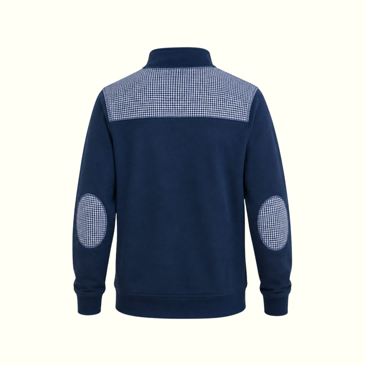 Unisex TCS Navy Gingham Half Zip Sweatshirt